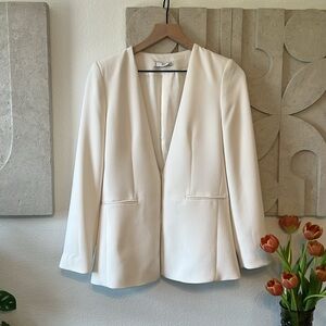 Mango Collarless Off-White Blazer